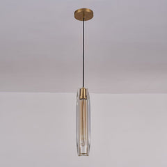 Slender Cylinder Pendant Lighting with Crystal Shade