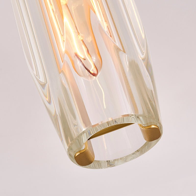 Slender Cylinder Pendant Lighting with Crystal Shade