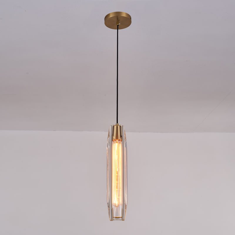 Slender Cylinder Pendant Lighting with Crystal Shade