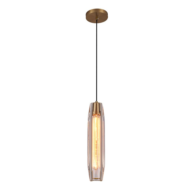 Slender Cylinder Pendant Lighting with Crystal Shade