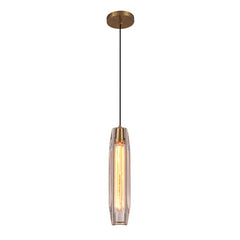 Slender Cylinder Pendant Lighting with Crystal Shade