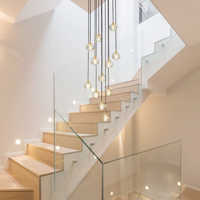 Stairs Swirl Cluster Crystal Pendant Light