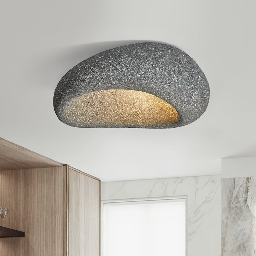 Stone Spots Moon-Shaped Wabi-Sabi Flush Mount