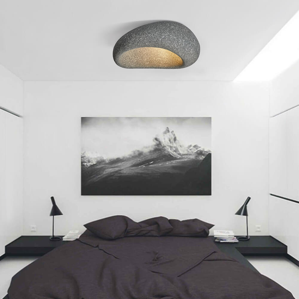 Stone Spots Moon-Shaped Wabi-Sabi Flush Mount