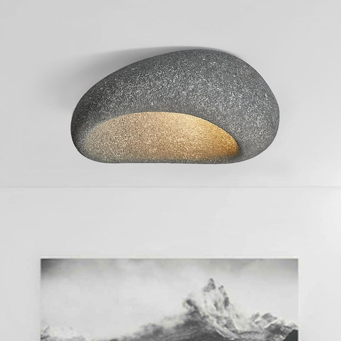Stone Spots Moon-Shaped Wabi-Sabi Flush Mount