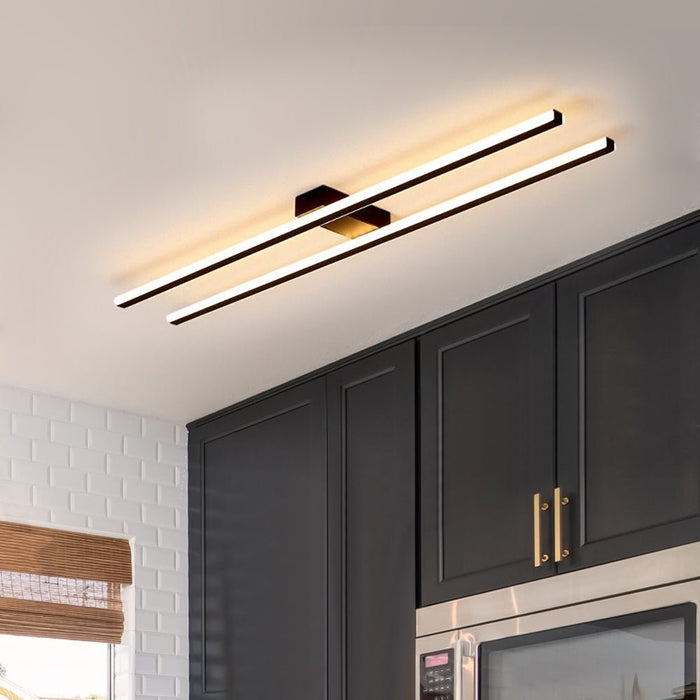 Two Strips LED Black Flush Mount