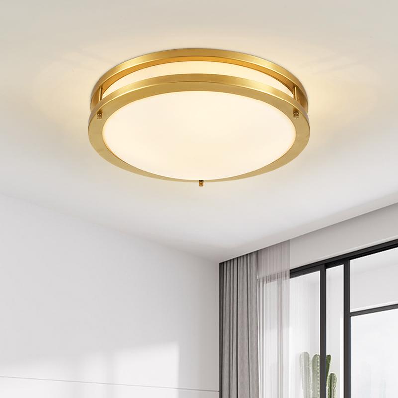 Two-tiered Gold Round LED Flush Mount Ceiling Lights
