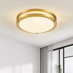 Two-tiered Gold Round LED Flush Mount Ceiling Lights