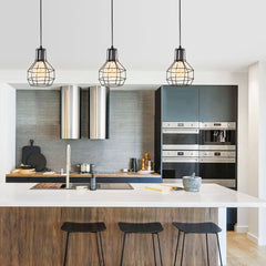 Vintage Cage 1 - Light Single Geometric Pendant Light