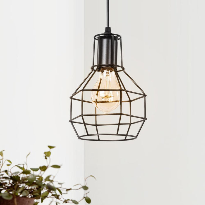 Vintage Cage 1 - Light Single Geometric Pendant Light