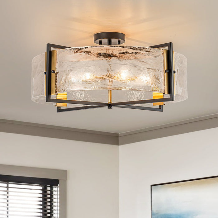 White Cloud Glass Semi Flush Mount