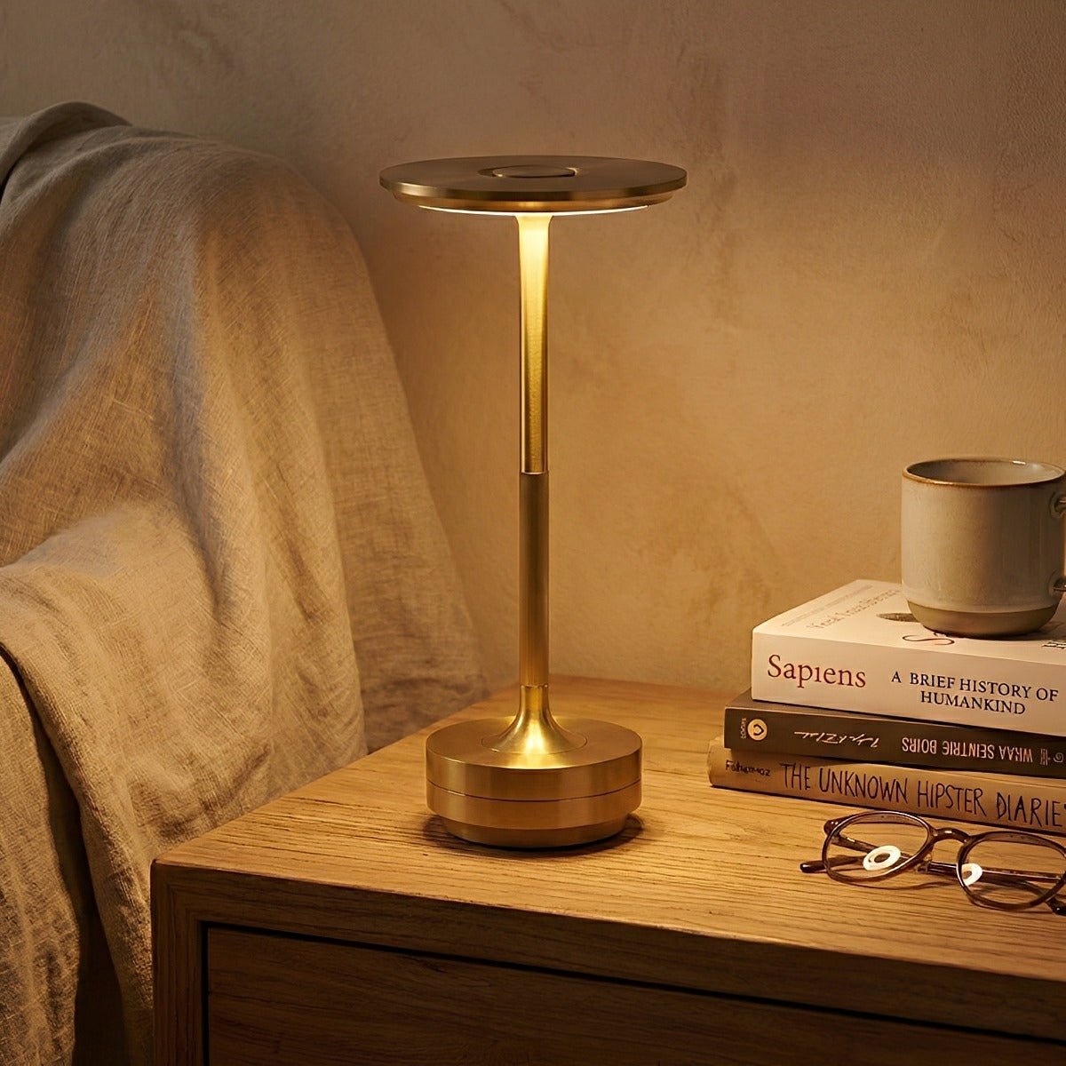 Dimmable Table Lamp – Gold/Silver/Black, Modern Design with USB-C Charging Function for the Living Room or Bedroom